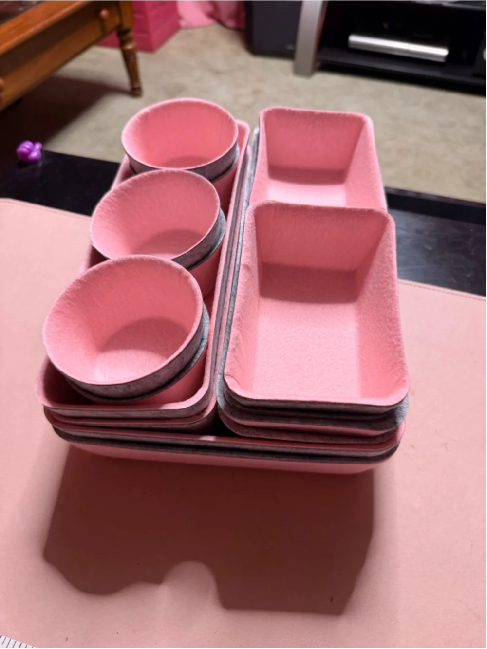 Pink & Gray Felt Drawer Organizers NEW 16 Pieces